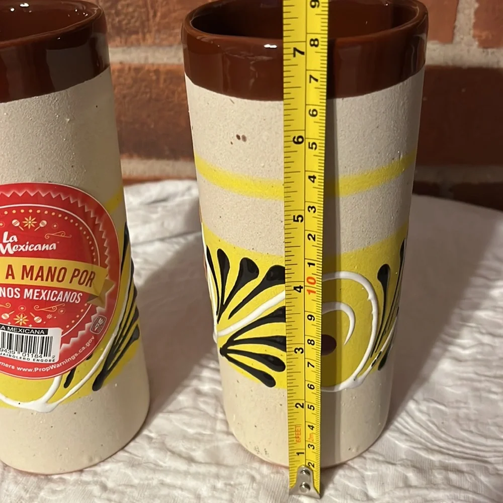 2 Mexican Hand Crafted Ceramic Glasses